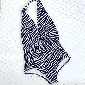 MICHAEL Michael Kors Zebra-Print Halter Swimsuit ~ size 12